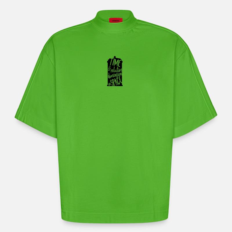 Temps et dimension relative dans l’espace - T-shirt bio épais oversize Boxy fabriqué en UE - Apple Neon