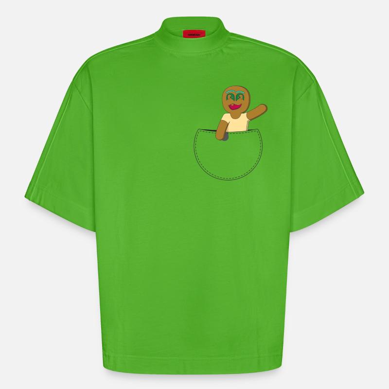 BISCUIT DANS LA POCHE - T-shirt bio épais oversize Boxy fabriqué en UE - Apple Neon