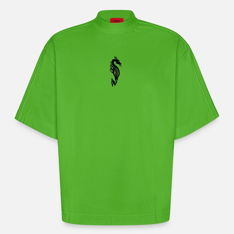 Monströse Seeschlange oder Drachenvektor - Heavyweight Oversized Organic Boxy T-Shirt Made in EU - Apple Neon