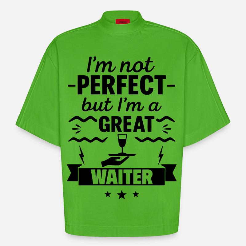 Pas parfait mais un super serveur - T-shirt bio épais oversize Boxy fabriqué en UE - Apple Neon