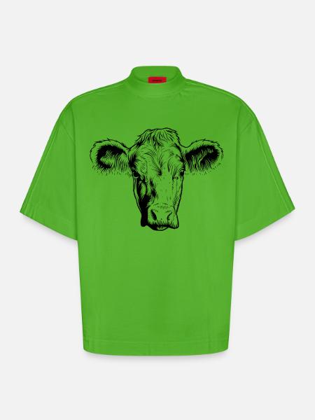 Vache Vaches - T-shirt bio épais oversize Boxy fabriqué en UE - Apple Neon