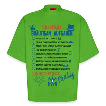 Bräutigam Checkliste - Heavyweight Oversized Organic Boxy T-Shirt Made in EU - Apple Neon - Vorne