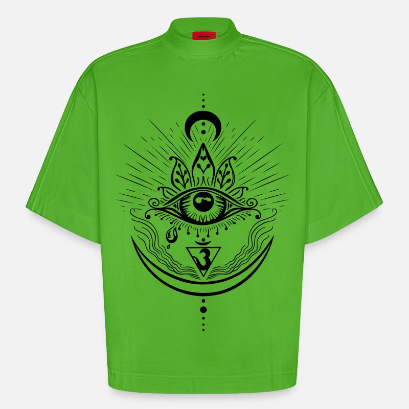 Third Eye Chakra Symbol Third Eye - Heavyweight Oversized Organic Boxy T-Shirt Made in EU - Apple Neon