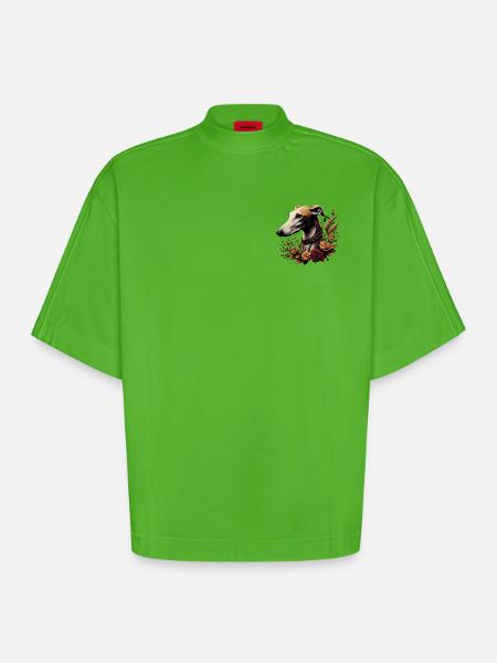 Greyhoundkopf Herbstrosenkranz - Heavyweight Oversized Organic Boxy T-Shirt Made in EU - Apple Neon