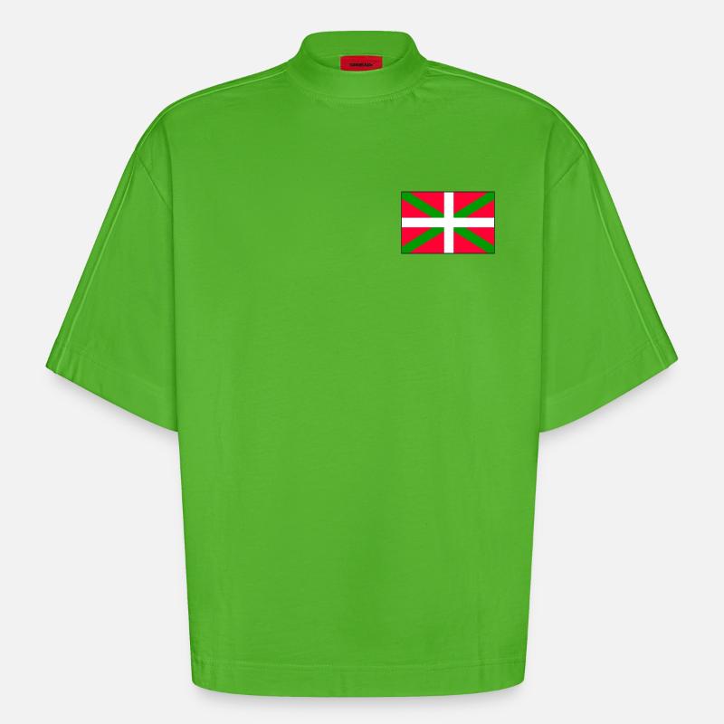 Drapeau basque - T-shirt bio épais oversize Boxy fabriqué en UE - Apple Neon