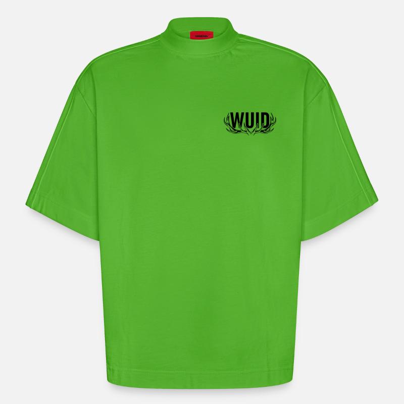 WUID – Modernes bayerisches Design mit Geweih - Heavyweight Oversized Organic Boxy T-Shirt Made in EU - Apple Neon