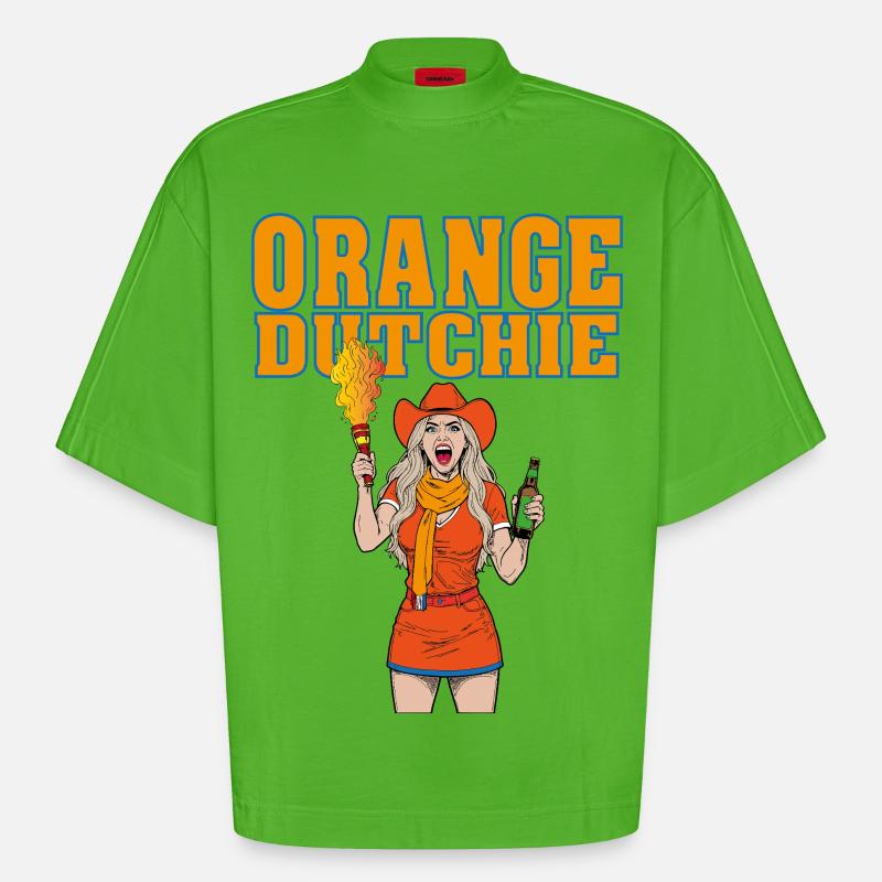 orangedutchie - T-shirt bio épais oversize Boxy fabriqué en UE - Apple Neon