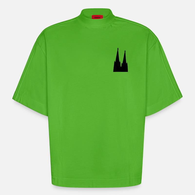 Der Kölner Dom zu Köln - Heavyweight Oversized Organic Boxy T-Shirt Made in EU - Apple Neon
