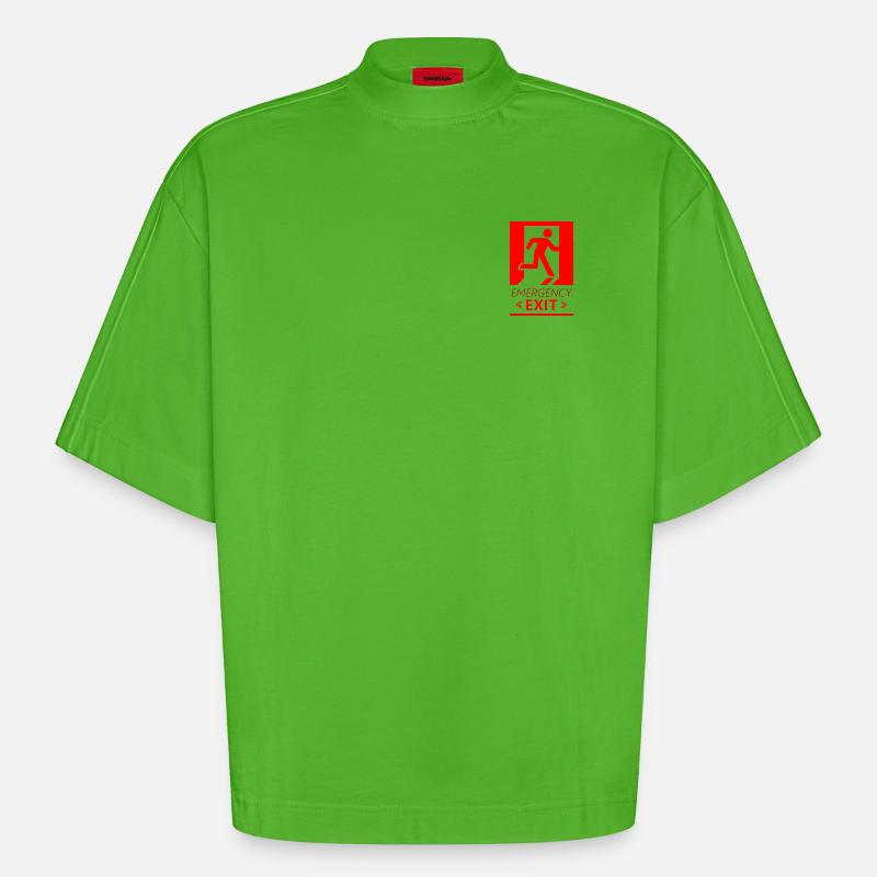 Emergency EXIT Basic Red - T-shirt bio épais oversize Boxy fabriqué en UE - Apple Neon