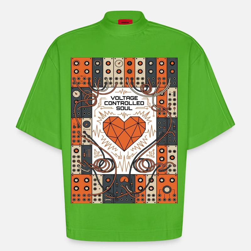 Spannungsgesteuerte Seele. Synthie - Heavyweight Oversized Organic Boxy T-Shirt Made in EU - Apple Neon