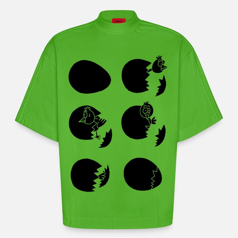 Die Welt entdecken oder nicht (schwarz) - Heavyweight Oversized Organic Boxy T-Shirt Made in EU - Apple Neon