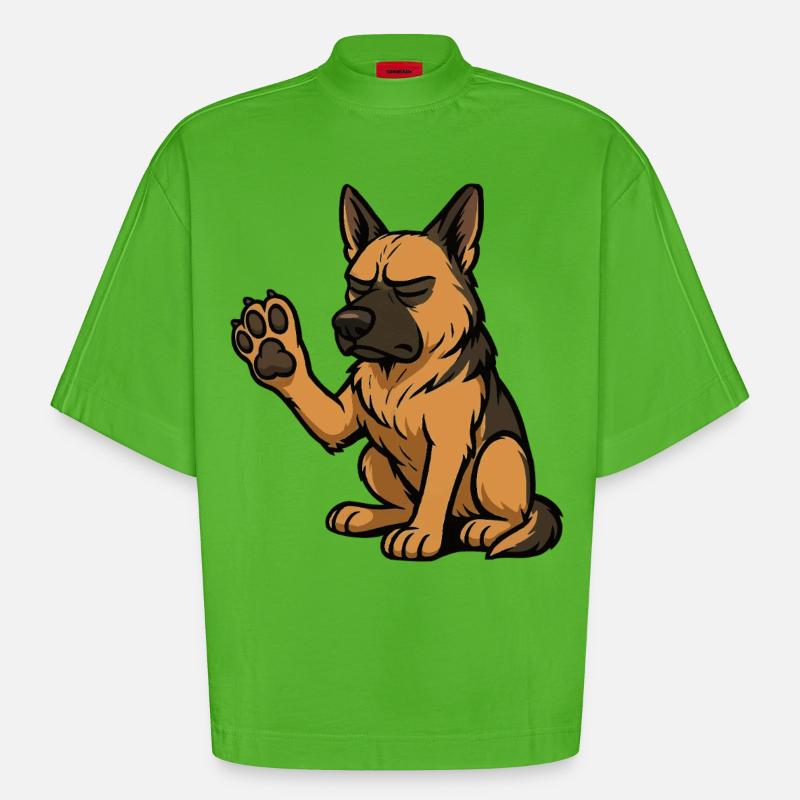 Deutscher Schäferhund Schäferhunde Schäferhunde - Heavyweight Oversized Organic Boxy T-Shirt Made in EU - Apple Neon