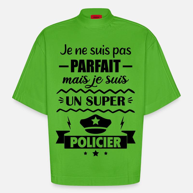 Nicht perfekt, aber super Polizei - Heavyweight Oversized Organic Boxy T-Shirt Made in EU - Apple Neon