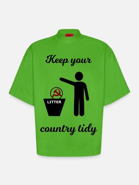 Socialism and Capitalism Funny - Heavyweight Oversized Organic Boxy T-Shirt Made in EU - Apple Neon