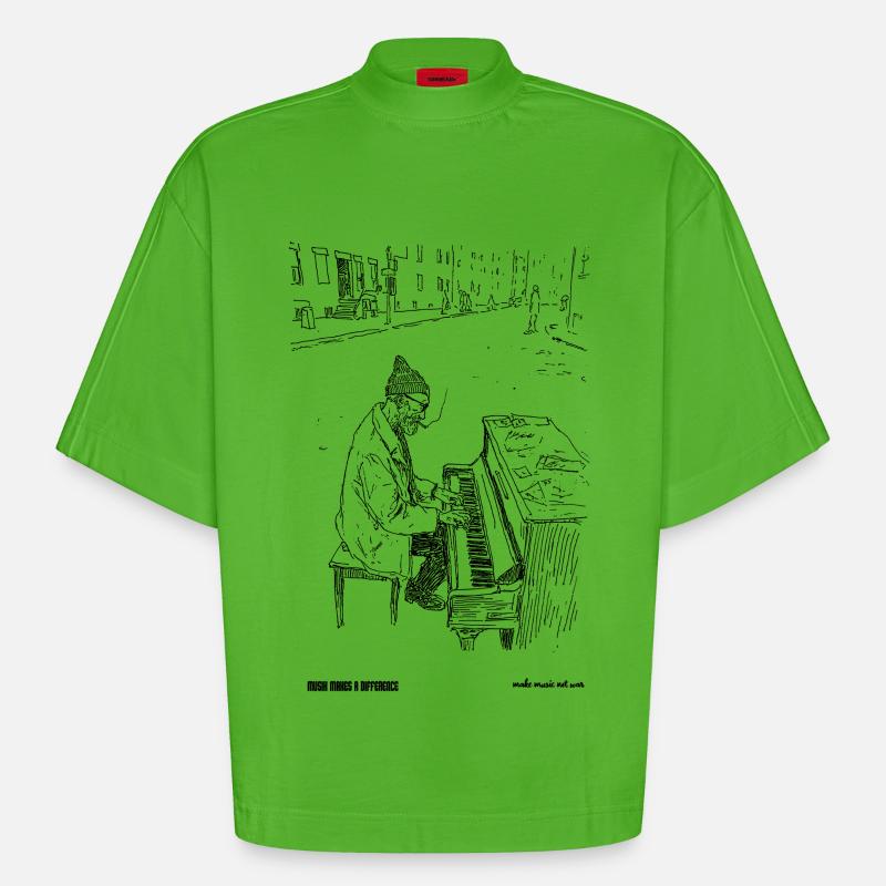  differnce - Heavyweight Oversized Organic Boxy T-Shirt Made in EU - Apple Neon