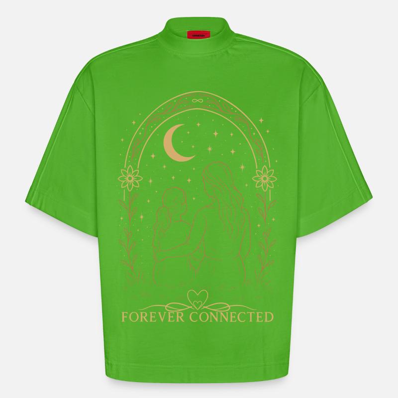 Forever Connected Mama Tochter Geschenkidee - Heavyweight Oversized Organic Boxy T-Shirt Made in EU - Apple Neon