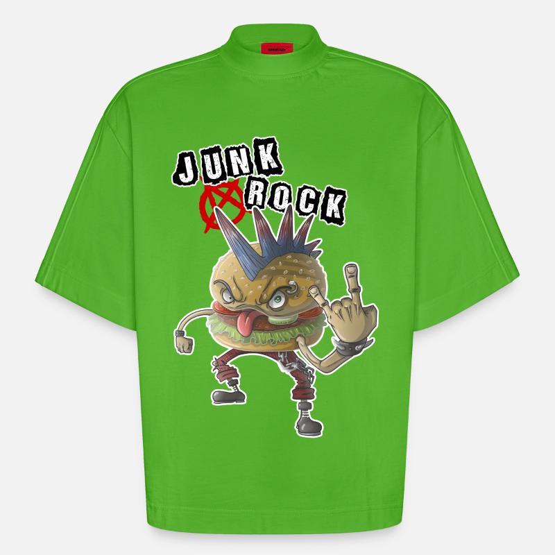 Junk Rock - Heavyweight Oversized Organic Boxy T-Shirt Made in EU - Apple Neon