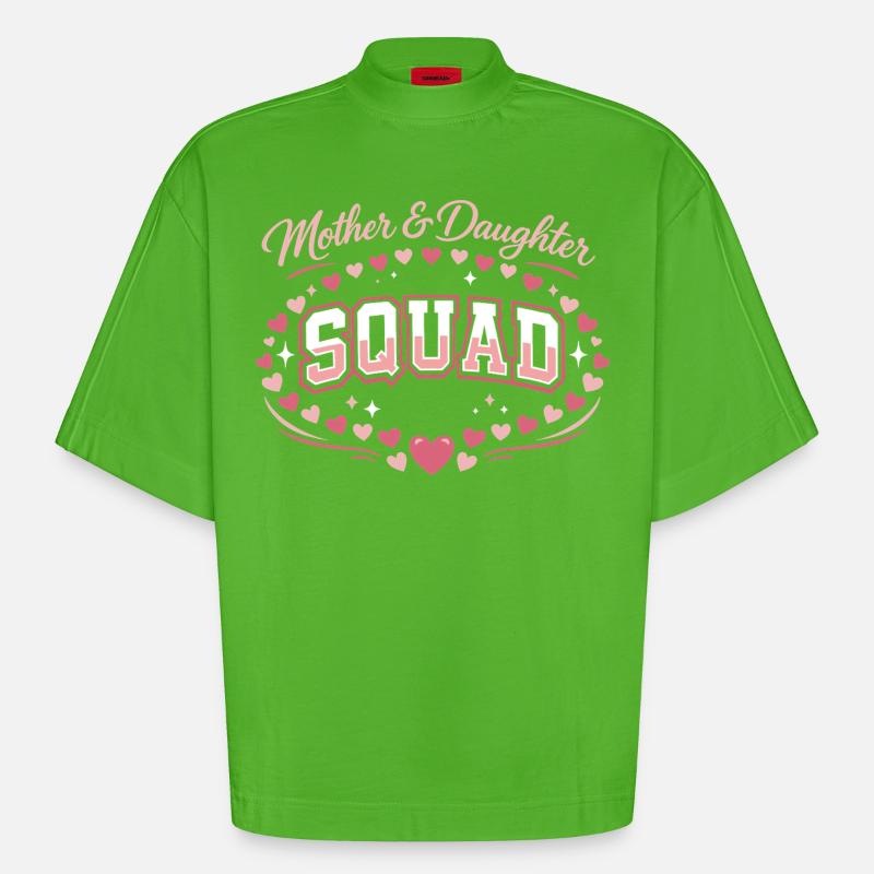 Mutter-Tochter-Trupp | Pink Komplizen Geschenk - Heavyweight Oversized Organic Boxy T-Shirt Made in EU - Apple Neon