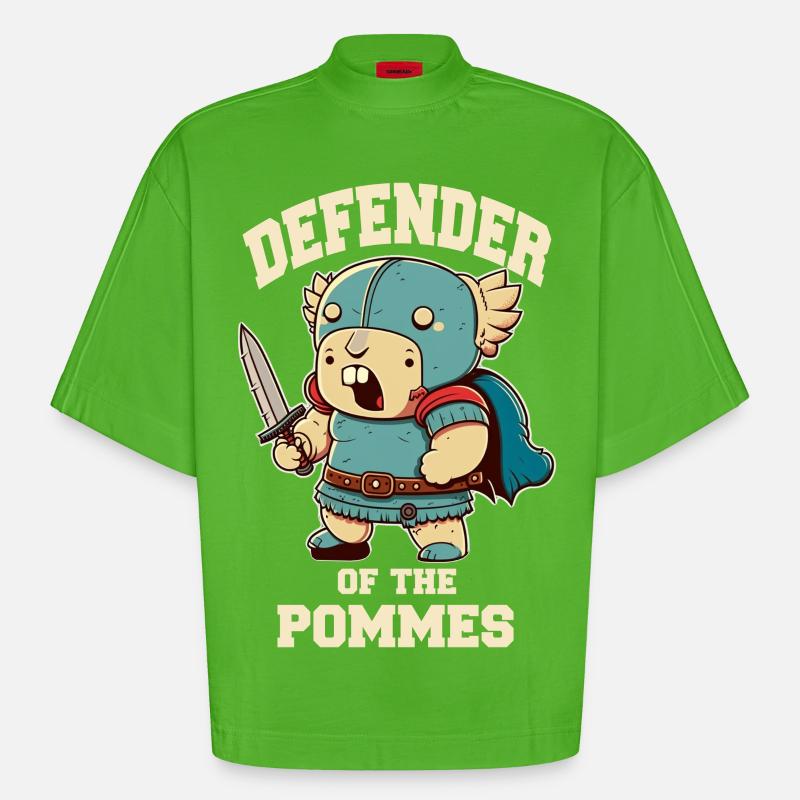 Defender Krieger mit Schwert - Heavyweight Oversized Organic Boxy T-Shirt Made in EU - Apple Neon