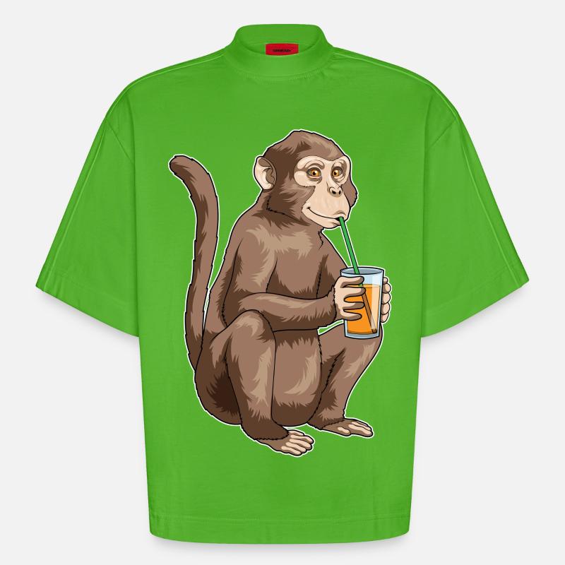 Affe Saft - Heavyweight Oversized Organic Boxy T-Shirt Made in EU - Apple Neon
