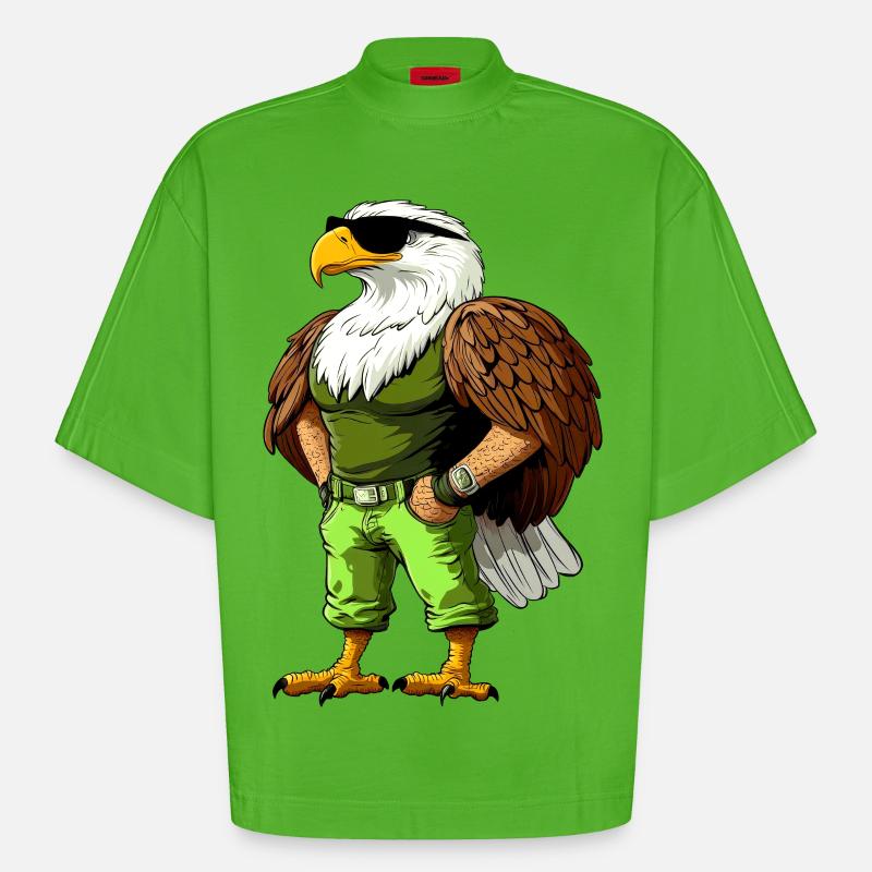 Cool Eagle - Heavyweight Oversized Organic Boxy T-Shirt Made in EU - Apple Neon