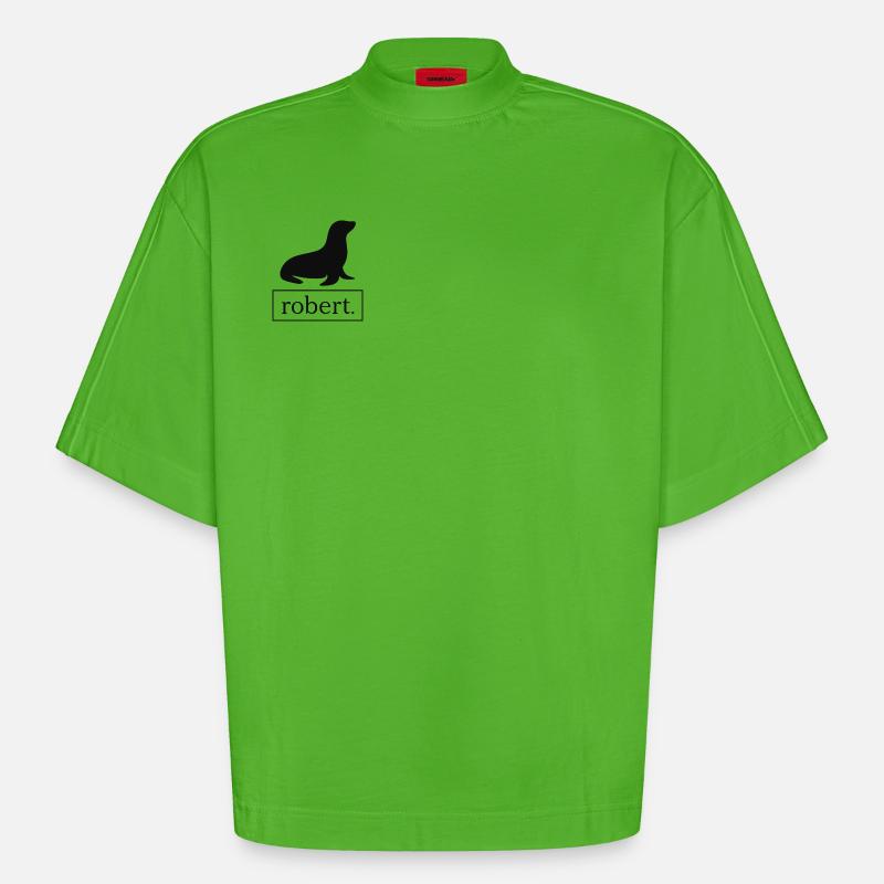 Robert phoque / phoque / Lion de mer - T-shirt bio épais oversize Boxy fabriqué en UE - Apple Neon