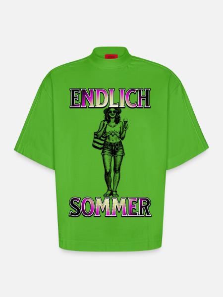 Endlich Sommer - Heavyweight Oversized Organic Boxy T-Shirt Made in EU - Apple Neon