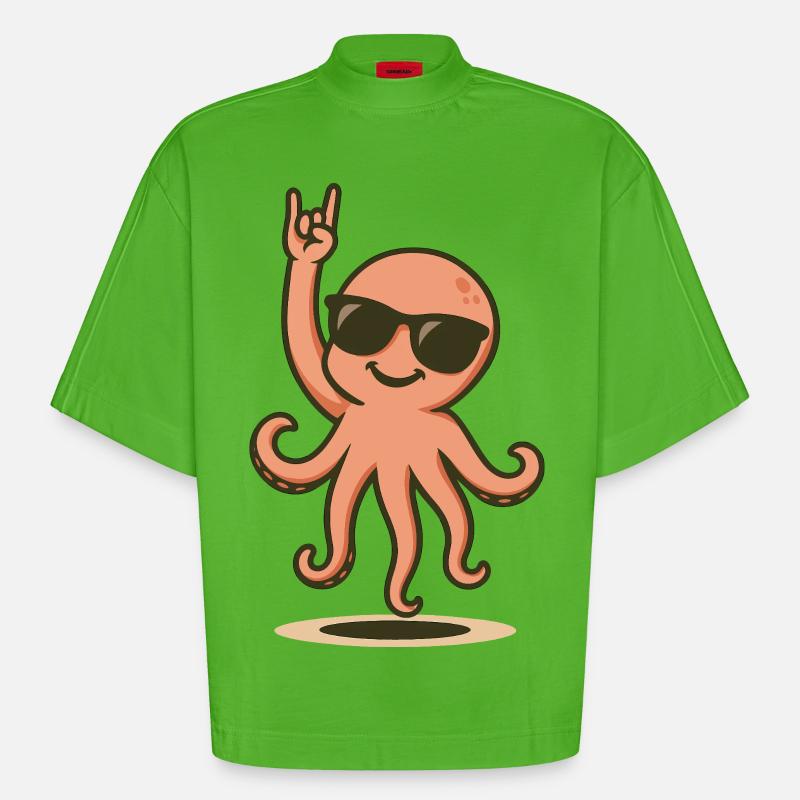 OctoRock Bébé - T-shirt bio épais oversize Boxy fabriqué en UE - Apple Neon