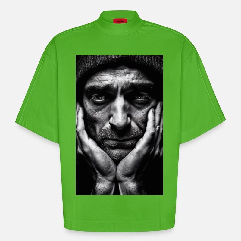 Thinking Guy - Heavyweight Oversized Organic Boxy T-Shirt Made in EU - Apple Neon