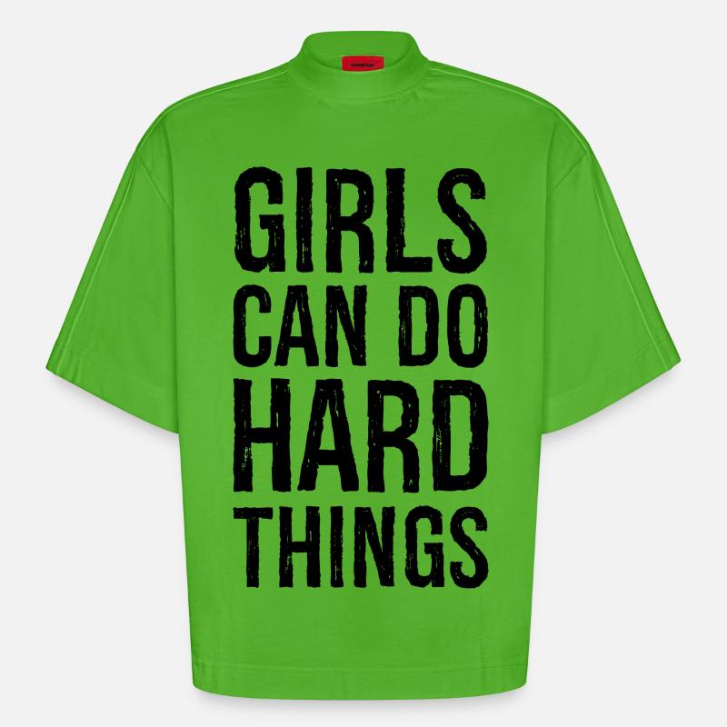 Mädchen können harte Dinge tun - Heavyweight Oversized Organic Boxy T-Shirt Made in EU - Apple Neon