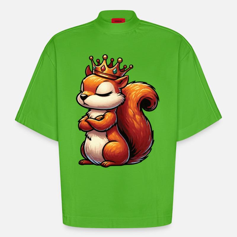 Eichhörnchen Eichhorn Eichhörnchenliebhaber Nager - Heavyweight Oversized Organic Boxy T-Shirt Made in EU - Apple Neon