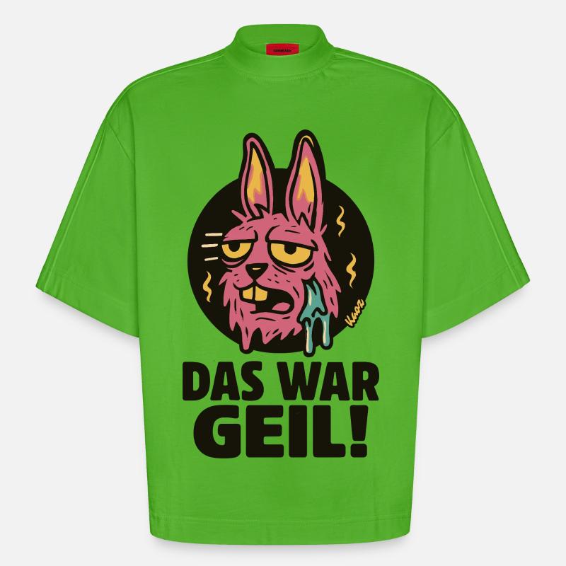 Pinker Hase Graffiti: Das War Geil - Heavyweight Oversized Organic Boxy T-Shirt Made in EU - Apple Neon