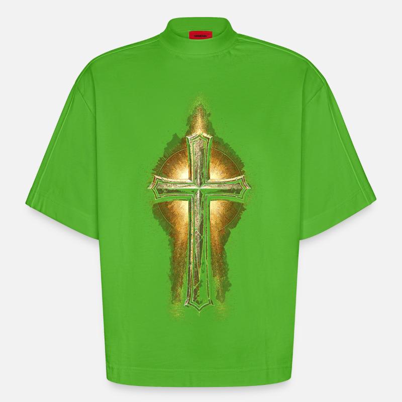 Aumônier, clerc, pasteur - T-shirt bio épais oversize Boxy fabriqué en UE - Apple Neon