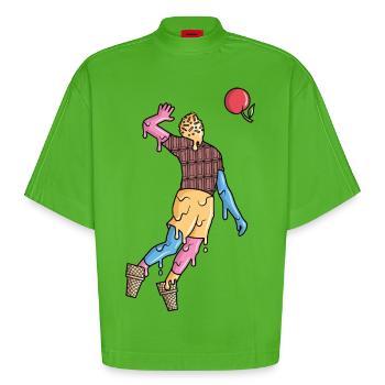 Volleyball Spieler Eiscreme Kinder Volleyballer - Heavyweight Oversized Organic Boxy T-Shirt Made in EU - Apple Neon - Front