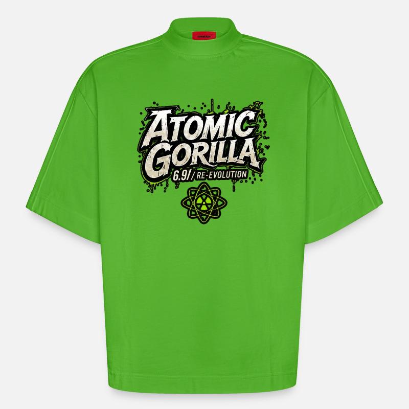 Atomic Gorilla Re-Evolution - Heavyweight Oversized Organic Boxy T-Shirt Made in EU - Apple Neon