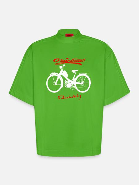NSU Quickly Mofa Kult - Heavyweight Oversized Organic Boxy T-Shirt Made in EU - Apple Neon