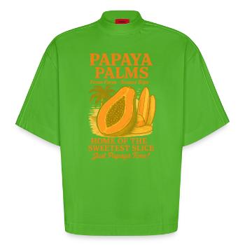 Papaya Frucht Sommer Urlaub Obst - Heavyweight Oversized Organic Boxy T-Shirt Made in EU - Apple Neon - Vorne