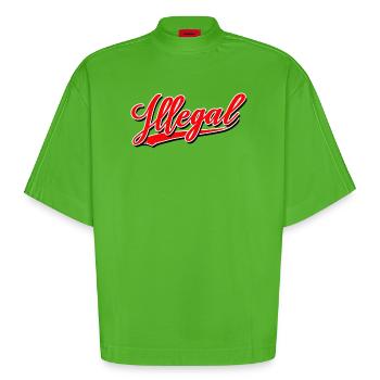 illegal gesetzlos gesetzwidrig ungesetzlich demo - Heavyweight Oversized Organic Boxy T-Shirt Made in EU - Apple Neon - Vorne