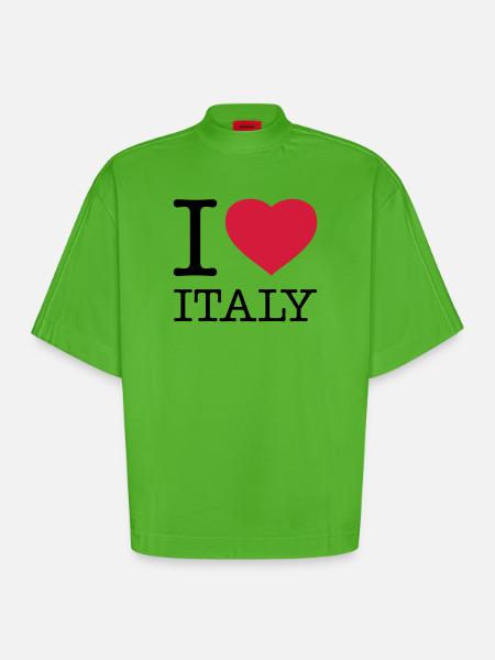 I LOVE ITALY Italien - Heavyweight Oversized Organic Boxy T-Shirt Made in EU - Apple Neon
