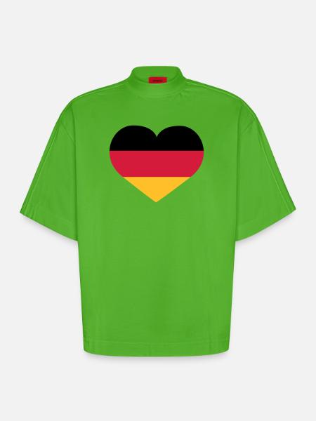 Deutschland Herz | Herz | Heart - Heavyweight Oversized Organic Boxy T-Shirt Made in EU - Apple Neon