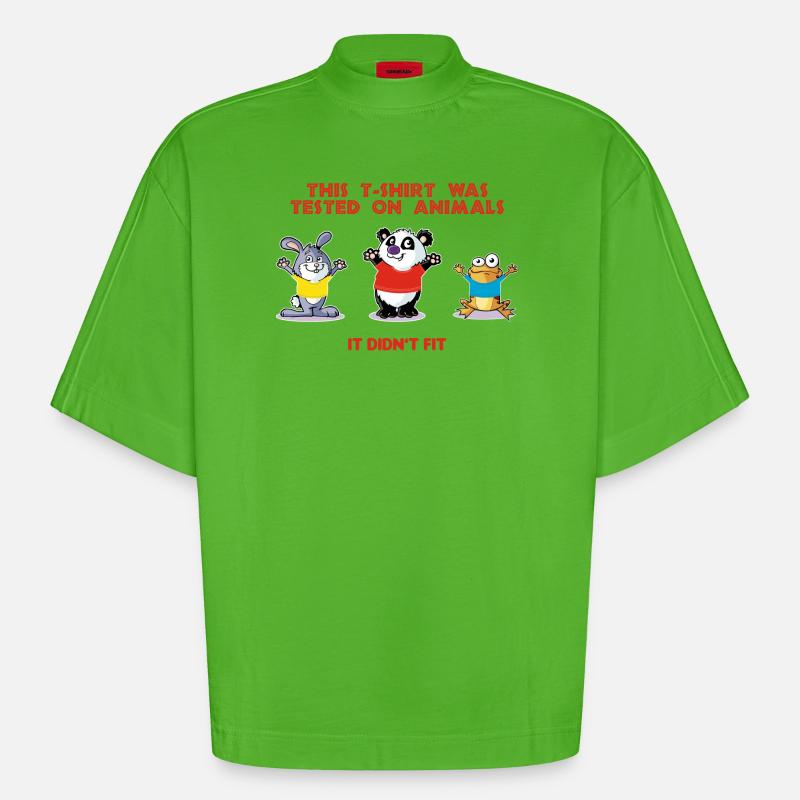 This tshirt was tested on animals - Heavyweight Oversized Organic Boxy T-Shirt Made in EU - Apple Neon