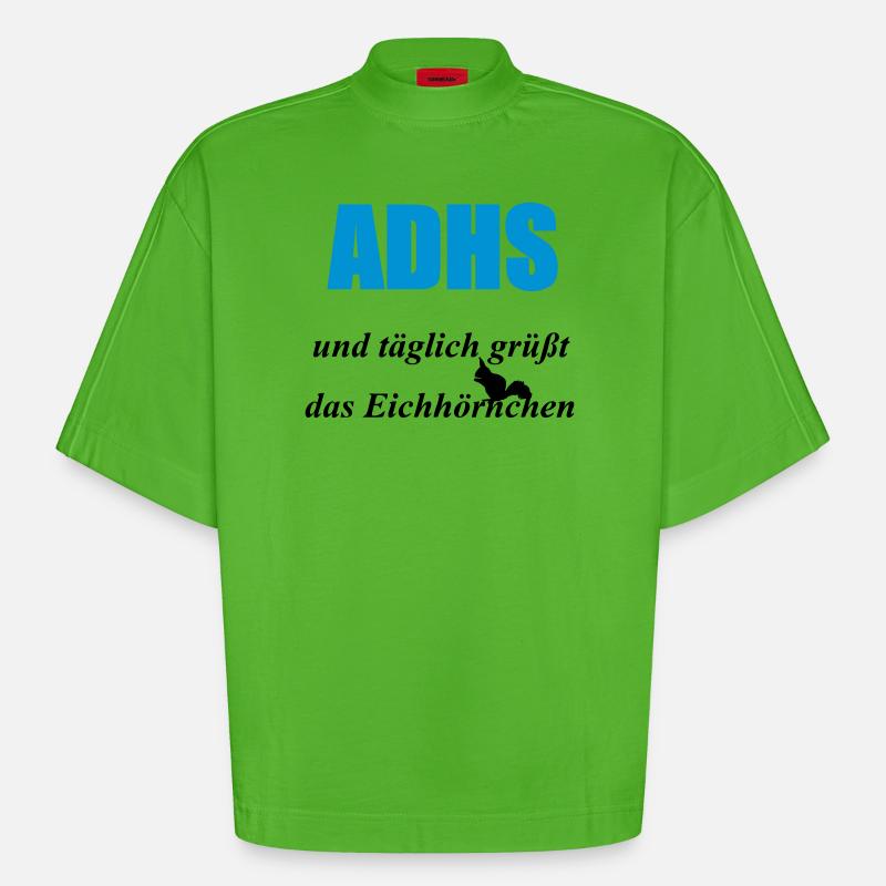 ADHS Eichhörnchen Geschenk - Heavyweight Oversized Organic Boxy T-Shirt Made in EU - Apple Neon