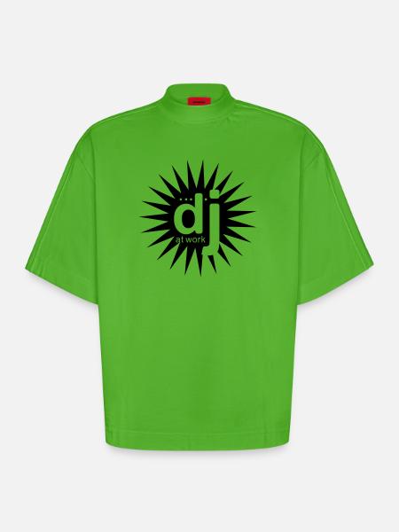 dj_at_work - Heavyweight Oversized Organic Boxy T-Shirt Made in EU - Apple Neon
