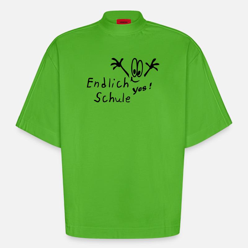 Schule, Schulanfang, Einschulung, Comic - Heavyweight Oversized Organic Boxy T-Shirt Made in EU - Apple Neon