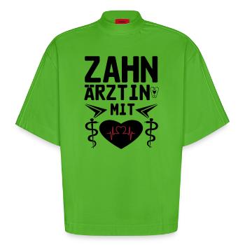 Zahnärztin mit Herz Geschenk - Heavyweight Oversized Organic Boxy T-Shirt Made in EU - Apple Neon - Vorne