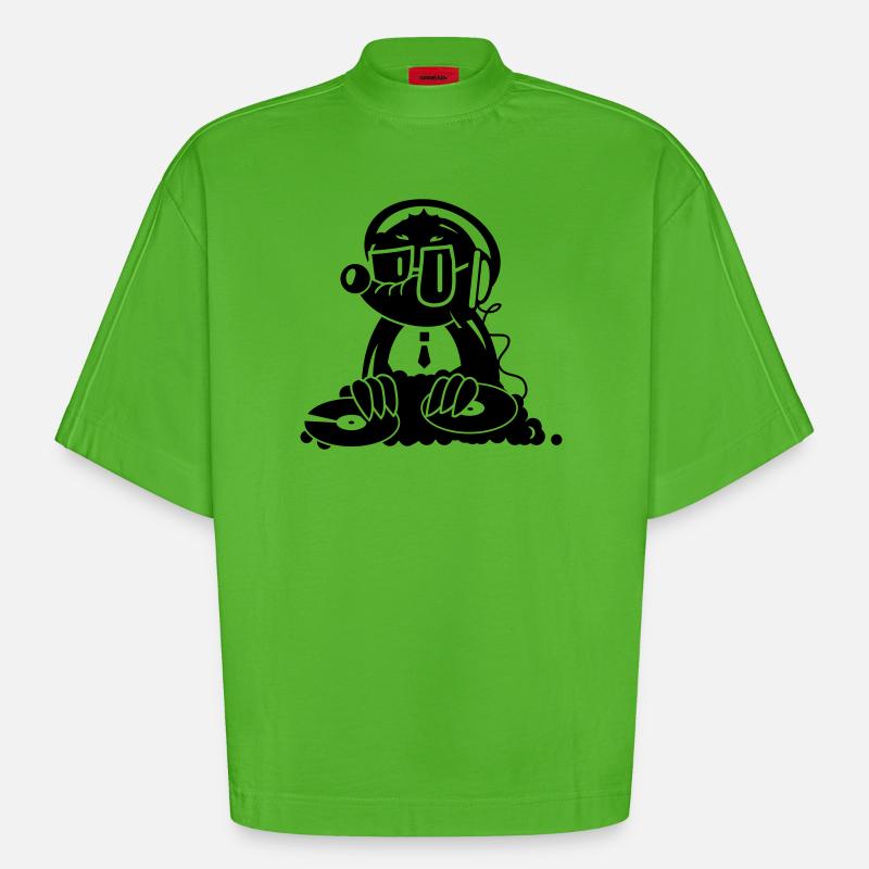 Ein Maulwurf als DJ - Heavyweight Oversized Organic Boxy T-Shirt Made in EU - Apple Neon
