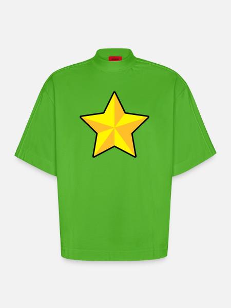 3D Stern | 3D Star | Dimension - Heavyweight Oversized Organic Boxy T-Shirt Made in EU - Apple Neon