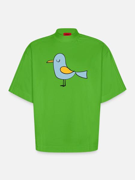 oiseau - T-shirt bio épais oversize Boxy fabriqué en UE - Apple Neon