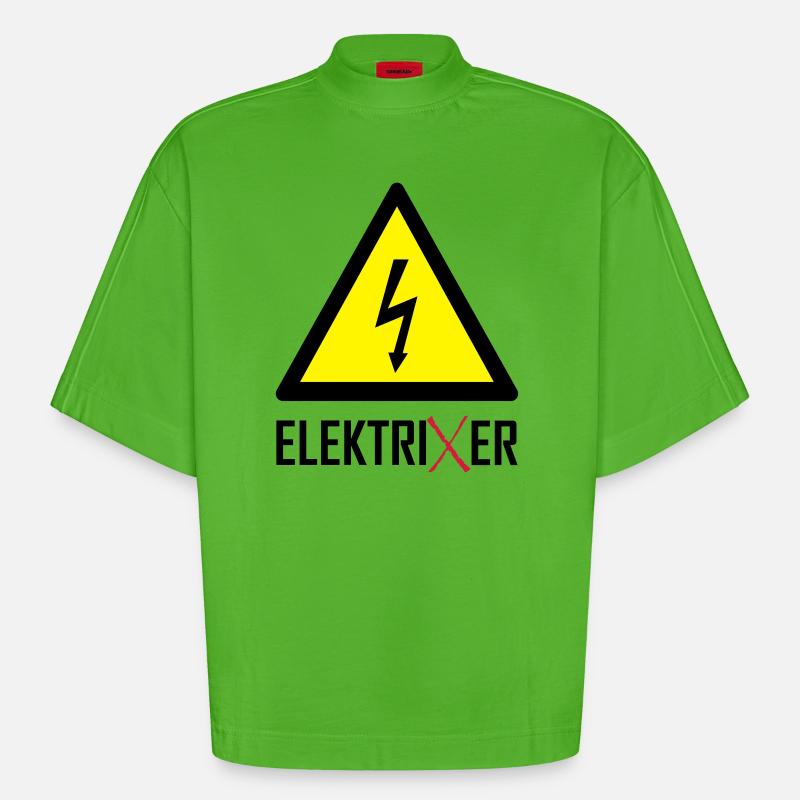 ElektriXer Elektriker Blitz Pfeil - Heavyweight Oversized Organic Boxy T-Shirt Made in EU - Apple Neon