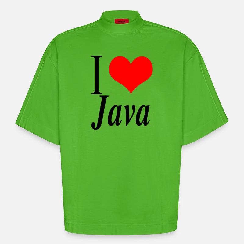 I love Java - Heavyweight Oversized Organic Boxy T-Shirt Made in EU - Apple Neon